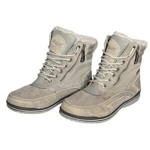 Pajar Canada Waterproof Winter Snow Boots Women Grey Lace Up Side Zip Fur Lined